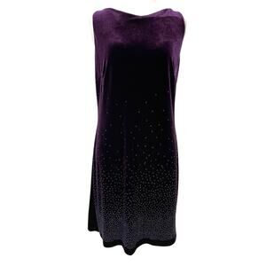 VTG Jody of California Velvet Beaded Dress L Purple Whimsygoth Holiday Party